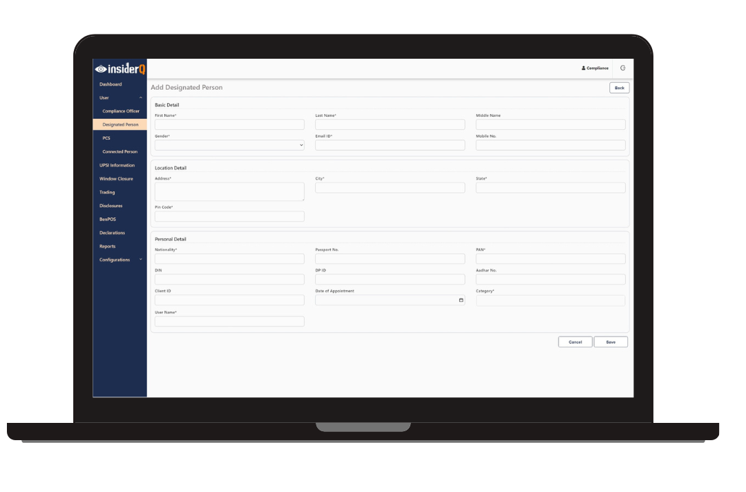 User Creation in InsiderQ – Easily add and manage users - SDD software for UPSI
